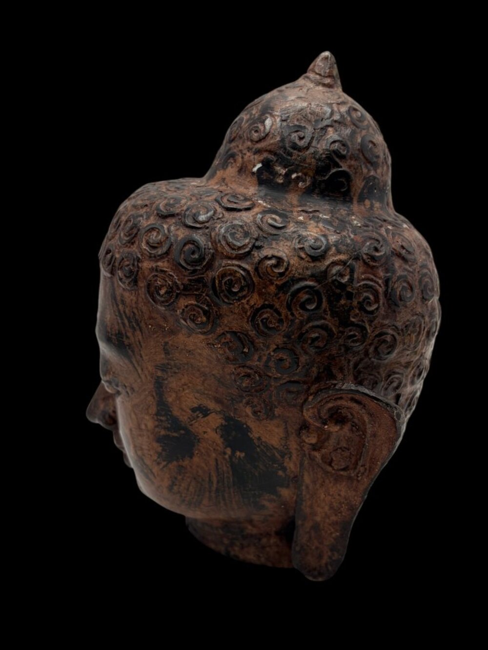 Antique Style Bronze Sukhothai Buddha Head Sculpture Statue Meditation Decor 7" - Picture 5 of 10